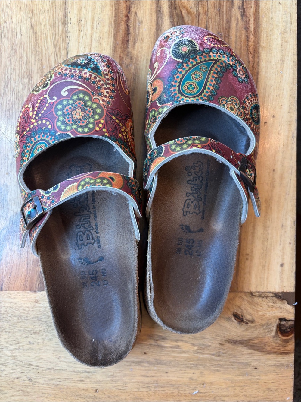 Birkenstock Burgundy Paisley Mary Jane Clogs - Picture 3 of 10